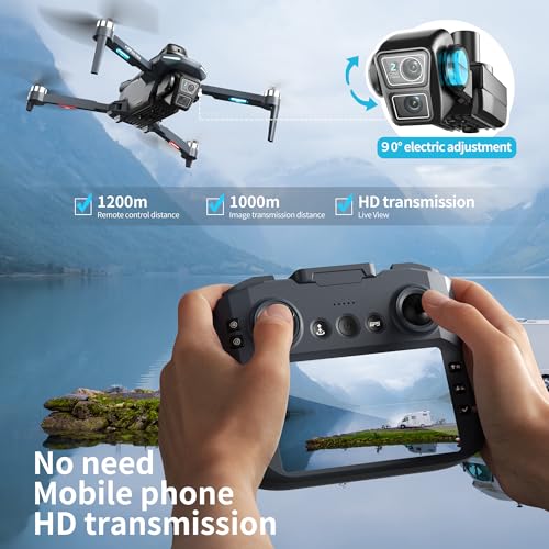 XT606 GPS Drone with Camera for Adults 4K EIS, Drone with 4.3" HD Screen - color: XT606-3BATTERY