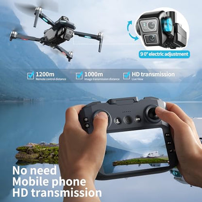 XT606 GPS Drone with Camera for Adults 4K EIS, Drone with 4.3" HD Screen - color: XT606-3BATTERY