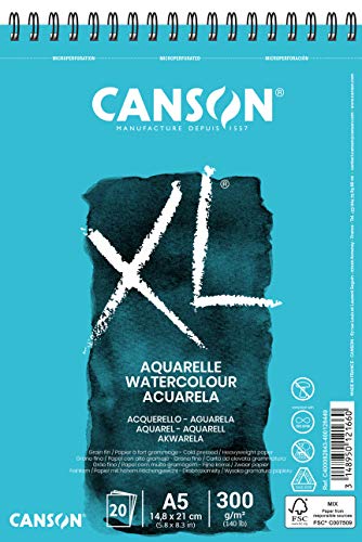 CANSON XL Watercolour 300gsm A5 Paper CP 20 White Sheets - size: A5