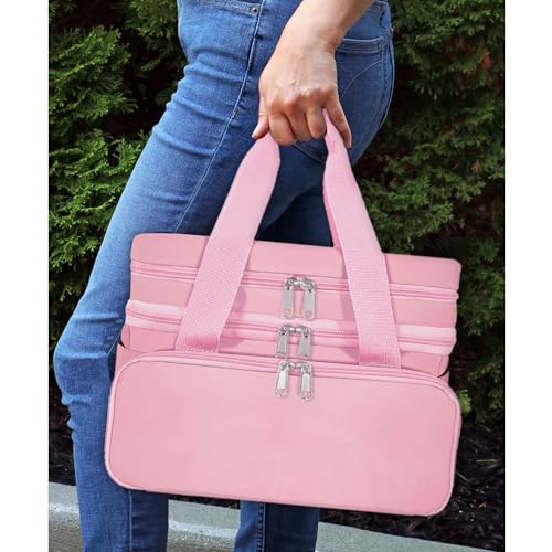SINGER Portable Sewing Accessories Organizer Bag, 18 Compartments, Pink - color: Pink