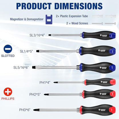 WORKPRO 12PCS Screwdriver Set, Go-Thru Screwdriver with Wall Mount Rack - style: 12-Piece Go-thru Screwdriver Set
