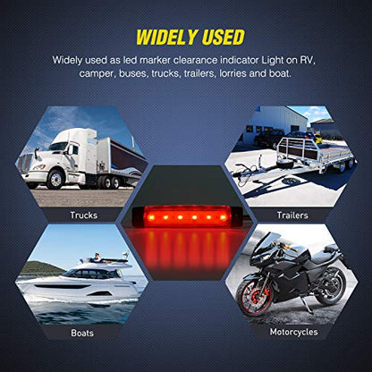 Nilight 3.8 Inch 6 LED Red Trailer Side Marker Lights,10 Pack - color: 3.8" Red 10Pcs
