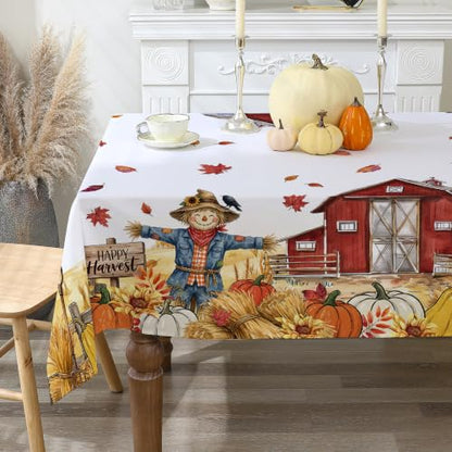 Fall Square Tablecloth 52x52 Inches Pumpkin Fade Resistant - color: Scarecrowe, size: 52" x 52" (Square)