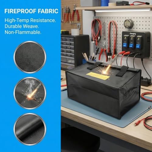 Fireproof Explosion-Proof Bag for Lithium – Airtight Safety Pouch Power Banks Storage, Portable Hazardous Items Container Travel Workplace Use(Black)