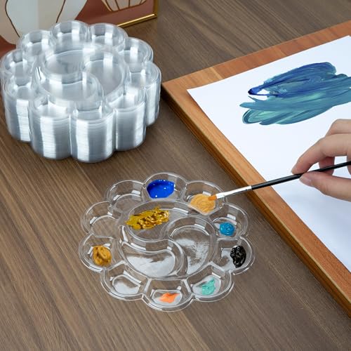SHIDOW 13-Well Disposable Paint Palette Trays, Clear Plastic, 50 Pcs - color: 13 Well