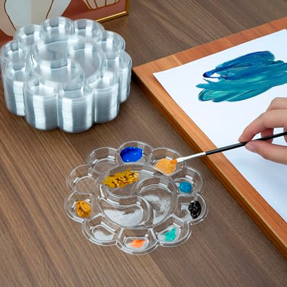 SHIDOW 13-Well Disposable Paint Palette Trays, Clear Plastic, 50 Pcs - color: 13 Well