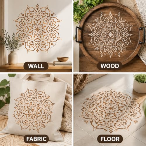 9 Pack Large Mandala Stencils, 12 Inch Templates for Wood and Walls