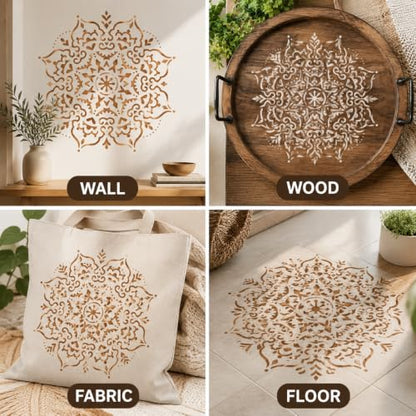 9 Pack Large Mandala Stencils, 12 Inch Templates for Wood and Walls