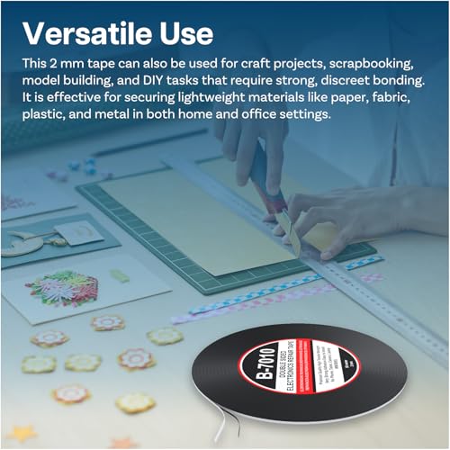 MMOBIEL 2 mm Double Sided Layer Strong Adhesive Tape 50 m Long Roll (Black) for Smartphone Tablet Repair - color: Black, size: 2 mm