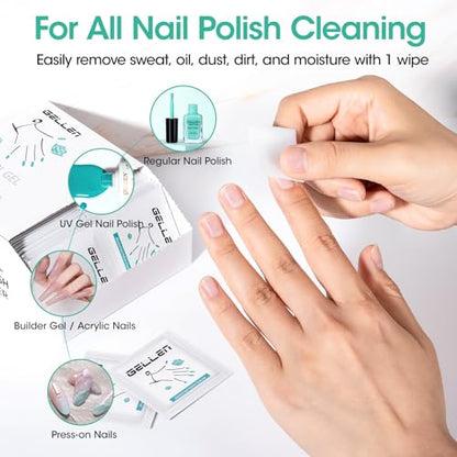 GELLEN Nail Cleanser Pads, 400 Pack Alcohol Prep Pads Individually Wrapped - size: 400PCS