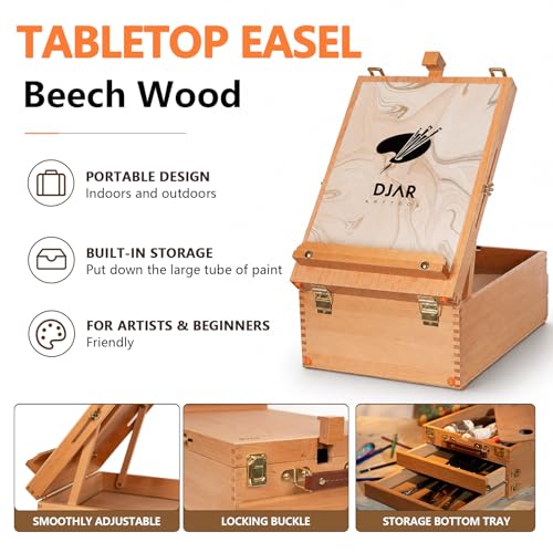 DJAR 87 Pcs Acrylic Paint Set with Tabletop Easel for Adults & Beginners - style: Tabletop Easel Set