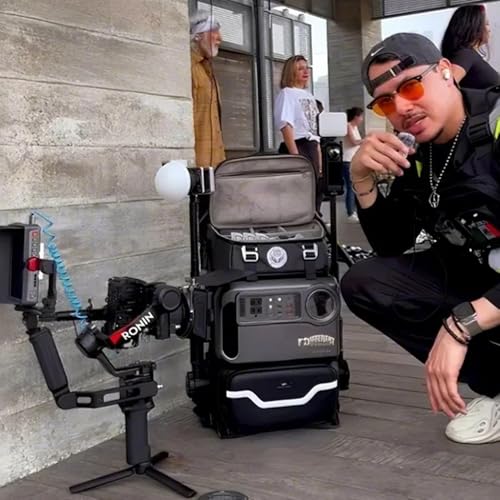 LANCER 100 Travel Camera Backpack with 96Wh Portable Power Station, Modular Hard Shell Photography Bag with Magic Arm, IPX5 Waterproof Drone Backpack Fits 16" Laptop (Black) - color: Black
