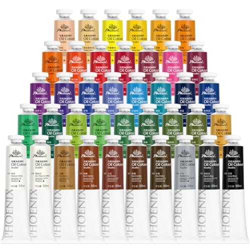PHOENIX Studio Oil Paint Set - 40 Colors x 50ml / 1.69 Fl oz. - Professional Oil Based Art Paints for Painting - color: 40 Colors