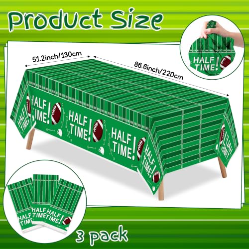 3Pcs Football Party Tablecloths Half Time Birthday Decorations - color: Half Time Football