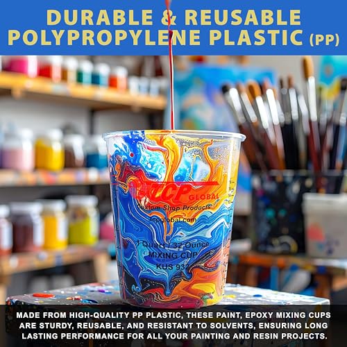Custom Shop Paint Mixing Cups, 32-Ounce, Box of 100, Plastic Measuring Cups