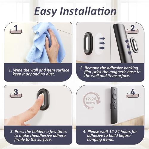 Silicone Magnetic Remote Control Holder Wall Mount for TV Fan 6 Pack - color: 6 Black, size: Oval