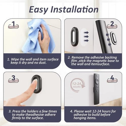 Silicone Magnetic Remote Control Holder Wall Mount for TV Fan 6 Pack - color: 6 Black, size: Oval