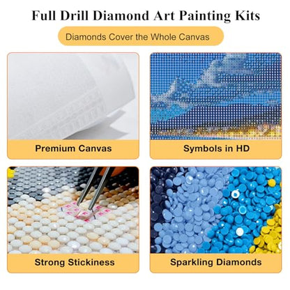 SparkGlow Moonlight Beach Diamond Art Kits for Adults, 27.5 X 15.7 Inch - color: Landscape 035