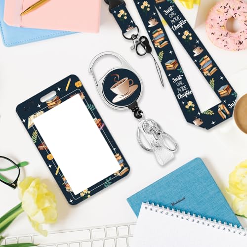 Book Lover Lanyards for ID Badge, ID Badge Holder with Retractable Reel - color: Reading