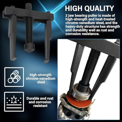 2 jaw Bearing Puller, Adjustable Two Jaw Gear Puller Tool for Removal Small Bearing or Gears, Pulley, and Flywheel 30mm - 90mm