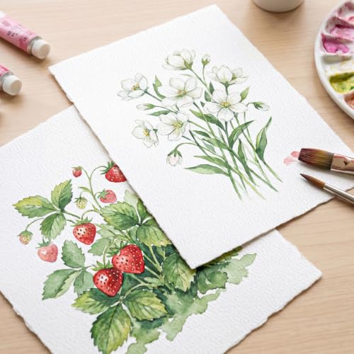 100 Sheets Watercolor Paper 9x12, 300 GSM Deckled Edge, Ivory White - size: 9 x 12inch