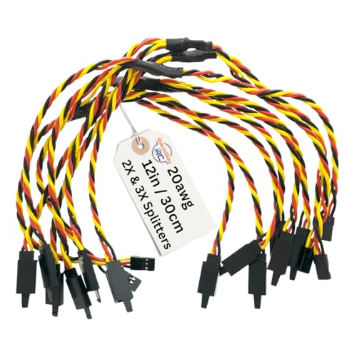 BackBayRC - 12in 20awg Universal Servo 2X / 3X Splitter - 5 Pack - style: 12in 2X & 3X Servo Splitter Bundle