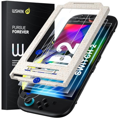 WSKEN for Nintendo Switch 2 Screen Protector - Shatterproof Tempered Glass with Auto-Dust Removal, Zero Bubbles Auto-Alignment, Anti-Scratch Glass Film for Switch 2 (2025) Accessories, 2 PCS