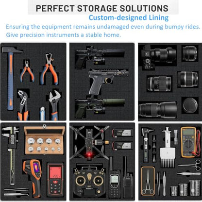 Regetek 27" Waterproof Hard Case with Foam, Rolling Equipment Flight Case with Wheels & Retractable Handle for Camera, Drone, Tools, Electronics, Heavy Duty, IP67 Rated, Inner 21.6"X 14.6"X10.2"