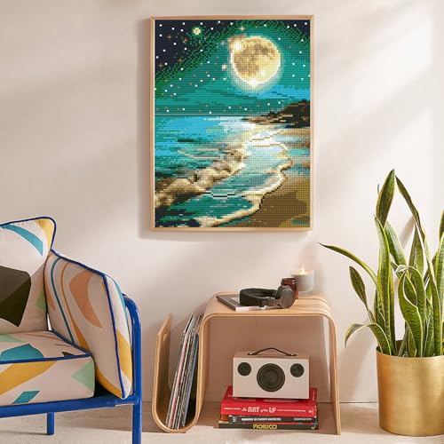 Diamond Art Kits for Adults, Beach DIY 5D Diamond Painting for Beginners - color: BLKJDP10