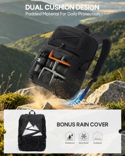 RAINSMORE Camera Backpack, DSLR/SLR/Mirrorless Tactical Camera Bag Cases - color: Black