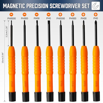 Precision Screwdriver Set with Magnetic Tips, 8-in-1 Multi-Function Screwdrivers, 4-in-1 Magnetic Mini Screwdriver, Tweezers, Storage Case, Mini Repair Tool Kit for Electronics, Watches, Eyeglasses