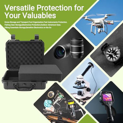 NineLeaf 14.3 x 11.4 x 4.5 Inch Waterproof Hard Case with DIY Customizable Foam Insert, Portable Protective Case for Cameras, Drones, Tools, Test Instruments, and Valuables,2PK