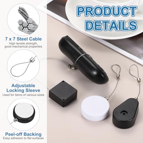 PATIKIL 5ft (1.5M) Retractable Remote Control Cable Tether 1.5N, 3PCS Remote Control Security Lanyard Lock Adjustable Locking Leash with Rope Locks for TV Tablets Showroom, Black - color: Black, size: 5ft