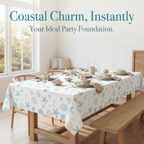 2 Pack Under the Sea Theme Plastic Disposable Tablecloth 54" x 108" - color: Sea Blue