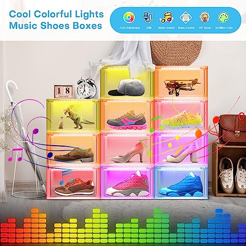 Oltraman LED Smart Shoe Boxes Display Case, Stackable Storage Organizers - color: Clear