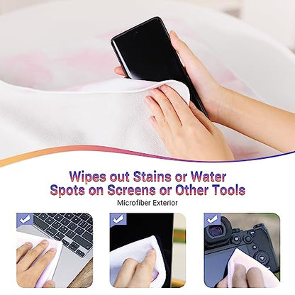 19.7 Inch Folding Protective Wrap for Camera Lens iPad Tablet Laptop Flash Telescope Hard Disk Switch Phone & More Devices, Self-Stick Wrapper Protector, Portable Travel Storage Pouch & Cleaning Cloth