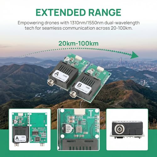 FPV Drone Fiber Optic Transceiver A-end TTL Video UART 1490nm 80KM - color: A-end (Sky End), size: 100km