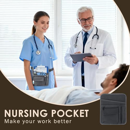 Likesing Server Apron, Serving Apron with Pockets for Waitress, Waiter Waist Tool Pouch Bag with 59'' Adjustable Belt - color: Grey-standard