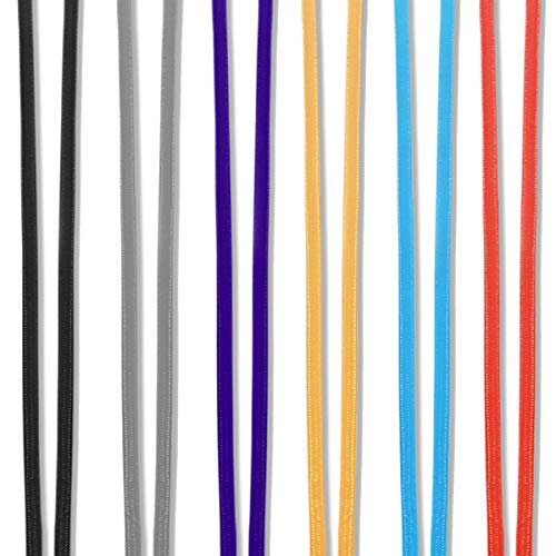 YOUOWO 6Pack 6Colours Adjustable Neck Lanyards,Circular,Multicolor - color: Black, Gray, Purple, Red, Blue, Yellow