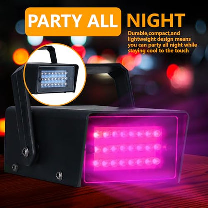 ENUOLI Mini LED Strobe Light Pink Color 24 Super Bright LED Party Light - color: Pink