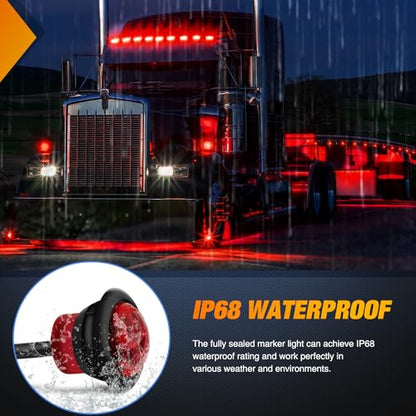Nilight 3/4" Round Marker Light 10PCS Red LED 3 Connectors Brake Lights - color: 10pcs 3Pin Red