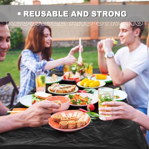 Boao 12 Plastic Elastic Fitted Tablecloths, 8 Ft, 96 x 30 Inch, Black - color: Black, size: 8 Ft, 96 x 30 Inch