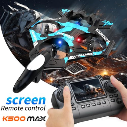 RC Plane with Camera,Build-in Screen,No Phone Needed,2 Batteries - color: screen blue