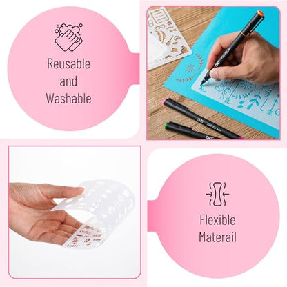 Mr. Pen- Journal Stencils, 4x7 Inch, 12 Pack - style: Journaling Stencils