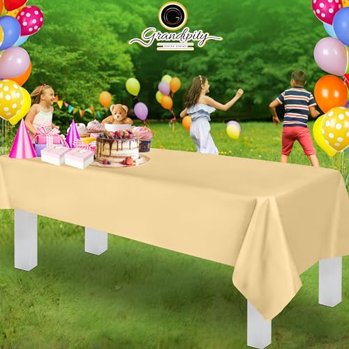 Grandipity Plastic Table Cloth Disposable 12 Pack 54” x 108” Rectangle - color: Ivory, size: 54in. x 108in. Rectangle