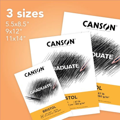 Canson Graduate Bristol Paper Pad, Extra Smooth Finish, 5.5x8.5 in - size: 5.5x8.5 inch