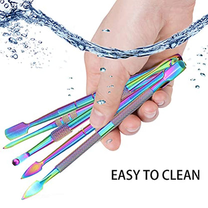 6-Piece Wax Carving Tool Set, Double-Ended Stainless Steel, Rainbow - color: Rainbow Color