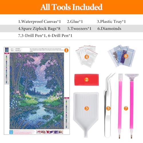 Diamond Art Kits for Adults, Forest DIY 5D Diamond Painting for Beginners - color: BLKJDP09