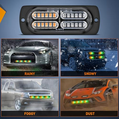 Nilight 4PCS LED Strobe Lights 12V 24V Sync Feature Amber Green - color: Amber Green w/Controller