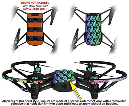 Skin Decal Wrap 2 Pack Compatible with DJI Ryze Tello Skull Stripes Orange Drone NOT Included